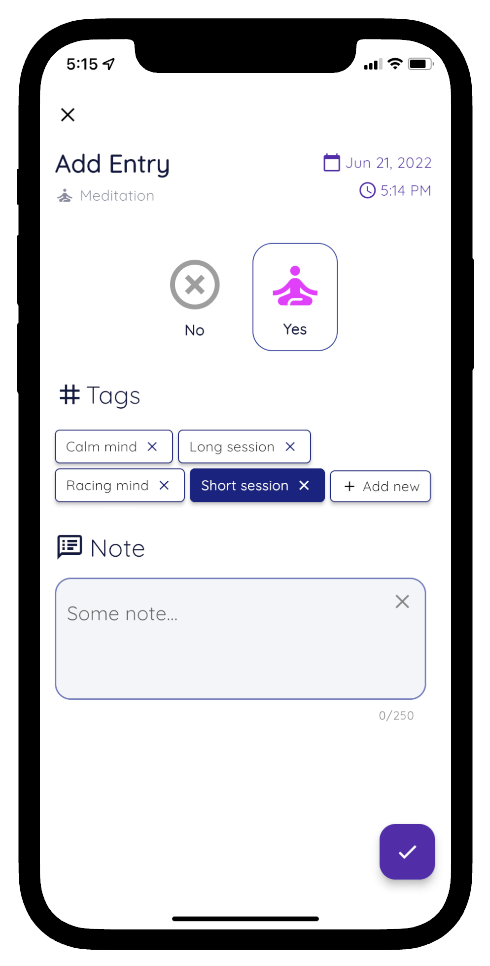 Expenses tracker app data entry screen